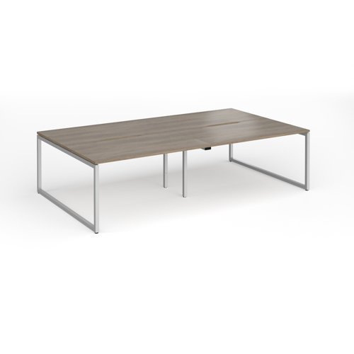 Connex Plus O Frame 2800 x 1600 x 725mm Back to Back Desk ( 4 x 1400mm ) - Silver Frame / Nebraska Oak Top - HCO2816-S-NO