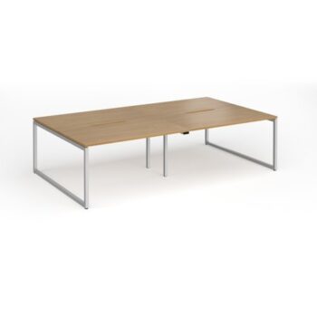 Connex Plus O Frame 2800 x 1600 x 725mm Back to Back Desk ( 4 x 1400mm ) - Silver Frame / Oak Top - HCO2816-S-O