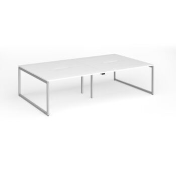 Connex Plus O Frame 2800 x 1600 x 725mm Back to Back Desk ( 4 x 1400mm ) - Silver Frame / White Top - HCO2816-S-WH