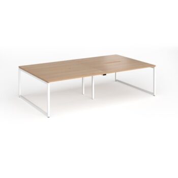 Connex Plus O Frame 2800 x 1600 x 725mm Back to Back Desk ( 4 x 1400mm ) - White Frame / Beech Top - HCO2816-WH-B