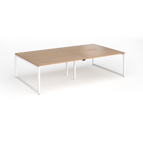 Connex Plus O Frame 2800 x 1600 x 725mm Back to Back Desk ( 4 x 1400mm ) - White Frame / Beech Top - HCO2816-WH-B