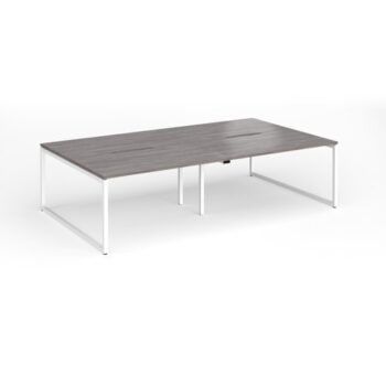 Connex Plus O Frame 2800 x 1600 x 725mm Back to Back Desk ( 4 x 1400mm ) - White Frame / Grey Oak Top - HCO2816-WH-GO
