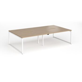 Connex Plus O Frame 2800 x 1600 x 725mm Back to Back Desk ( 4 x 1400mm ) - White Frame / Kendal Oak Top - HCO2816-WH-KO