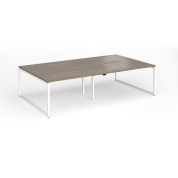 Connex Plus O Frame 2800 x 1600 x 725mm Back to Back Desk ( 4 x 1400mm ) - White Frame / Nebraska Oak Top - HCO2816-WH-NO