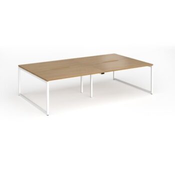 Connex Plus O Frame 2800 x 1600 x 725mm Back to Back Desk ( 4 x 1400mm ) - White Frame / Oak Top - HCO2816-WH-O