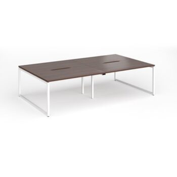 Connex Plus O Frame 2800 x 1600 x 725mm Back to Back Desk ( 4 x 1400mm ) - White Frame / Walnut Top - HCO2816-WH-W