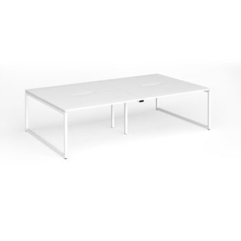 Connex Plus O Frame 2800 x 1600 x 725mm Back to Back Desk ( 4 x 1400mm ) - White Frame / White Top - HCO2816-WH-WH
