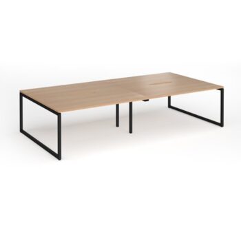 Connex Plus O Frame 3200 x 1600 x 725mm Back to Back Desk ( 4 x 1600mm ) - Black Frame / Beech Top - HCO3216-K-B