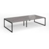 Connex Plus O Frame 3200 x 1600 x 725mm Back to Back Desk ( 4 x 1600mm ) - Black Frame / Grey Oak Top - HCO3216-K-GO