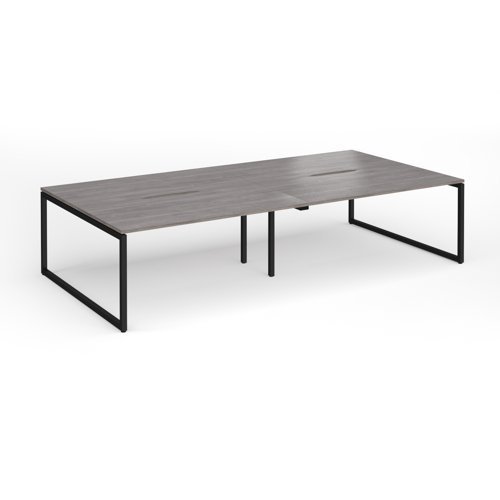 Connex Plus O Frame 3200 x 1600 x 725mm Back to Back Desk ( 4 x 1600mm ) - Black Frame / Grey Oak Top - HCO3216-K-GO