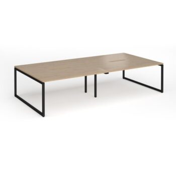 Connex Plus O Frame 3200 x 1600 x 725mm Back to Back Desk ( 4 x 1600mm ) - Black Frame / Kendal Oak Top - HCO3216-K-KO