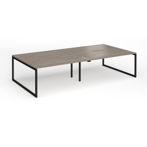 Connex Plus O Frame 3200 x 1600 x 725mm Back to Back Desk ( 4 x 1600mm ) - Black Frame / Nebraska Oak Top - HCO3216-K-NO
