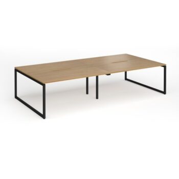 Connex Plus O Frame 3200 x 1600 x 725mm Back to Back Desk ( 4 x 1600mm ) - Black Frame / Oak Top - HCO3216-K-O
