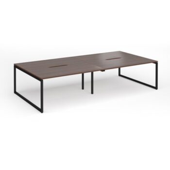 Connex Plus O Frame 3200 x 1600 x 725mm Back to Back Desk ( 4 x 1600mm ) - Black Frame / Walnut Top - HCO3216-K-W