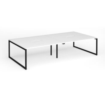 Connex Plus O Frame 3200 x 1600 x 725mm Back to Back Desk ( 4 x 1600mm ) - Black Frame / White Top - HCO3216-K-WH