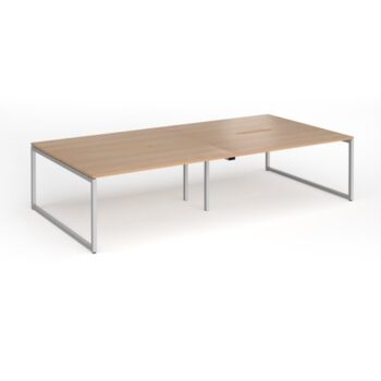 Connex Plus O Frame 3200 x 1600 x 725mm Back to Back Desk ( 4 x 1600mm ) - Silver Frame / Beech Top - HCO3216-S-B