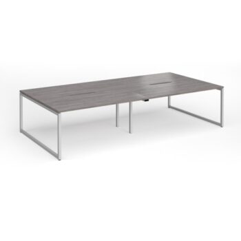 Connex Plus O Frame 3200 x 1600 x 725mm Back to Back Desk ( 4 x 1600mm ) - Silver Frame / Grey Oak Top - HCO3216-S-GO