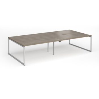 Connex Plus O Frame 3200 x 1600 x 725mm Back to Back Desk ( 4 x 1600mm ) - Silver Frame / Nebraska Oak Top - HCO3216-S-NO