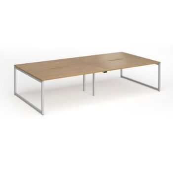 Connex Plus O Frame 3200 x 1600 x 725mm Back to Back Desk ( 4 x 1600mm ) - Silver Frame / Oak Top - HCO3216-S-O