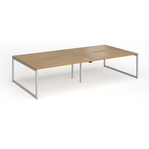Connex Plus O Frame 3200 x 1600 x 725mm Back to Back Desk ( 4 x 1600mm ) - Silver Frame / Oak Top - HCO3216-S-O