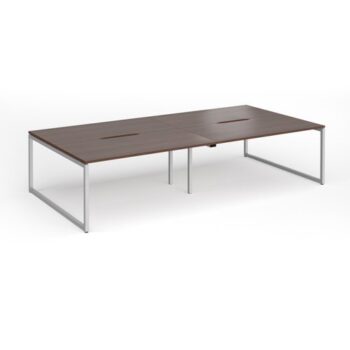 Connex Plus O Frame 3200 x 1600 x 725mm Back to Back Desk ( 4 x 1600mm ) - Silver Frame / Walnut Top - HCO3216-S-W