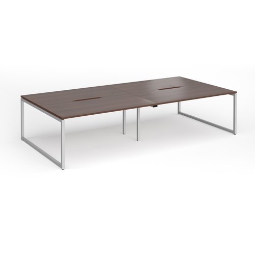 Connex Plus O Frame 3200 x 1600 x 725mm Back to Back Desk ( 4 x 1600mm ) - Silver Frame / Walnut Top - HCO3216-S-W