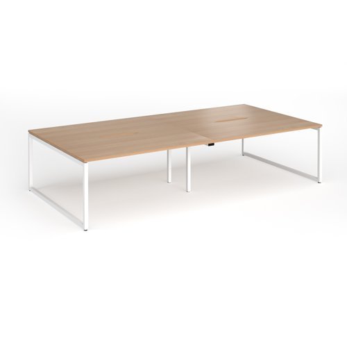 Connex Plus O Frame 3200 x 1600 x 725mm Back to Back Desk ( 4 x 1600mm ) - White Frame / Beech Top - HCO3216-WH-B