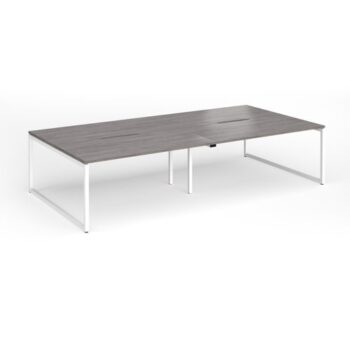 Connex Plus O Frame 3200 x 1600 x 725mm Back to Back Desk ( 4 x 1600mm ) - White Frame / Grey Oak Top - HCO3216-WH-GO
