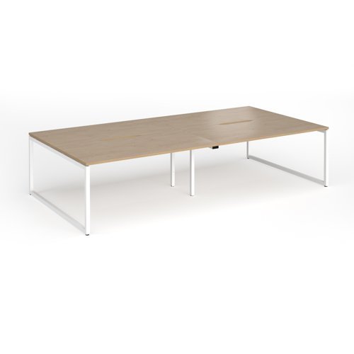Connex Plus O Frame 3200 x 1600 x 725mm Back to Back Desk ( 4 x 1600mm ) - White Frame / Kendal Oak Top - HCO3216-WH-KO