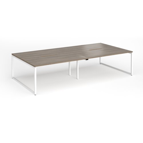 Connex Plus O Frame 3200 x 1600 x 725mm Back to Back Desk ( 4 x 1600mm ) - White Frame / Nebraska Oak Top - HCO3216-WH-NO