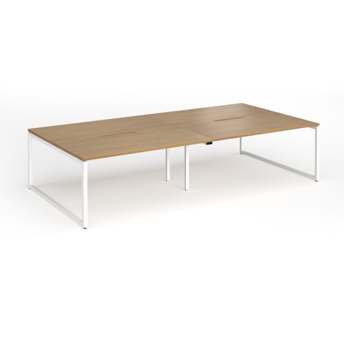 Connex Plus O Frame 3200 x 1600 x 725mm Back to Back Desk ( 4 x 1600mm ) - White Frame / Oak Top - HCO3216-WH-O
