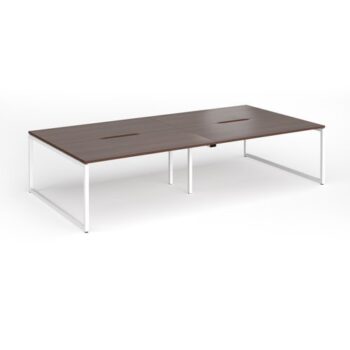 Connex Plus O Frame 3200 x 1600 x 725mm Back to Back Desk ( 4 x 1600mm ) - White Frame / Walnut Top - HCO3216-WH-W
