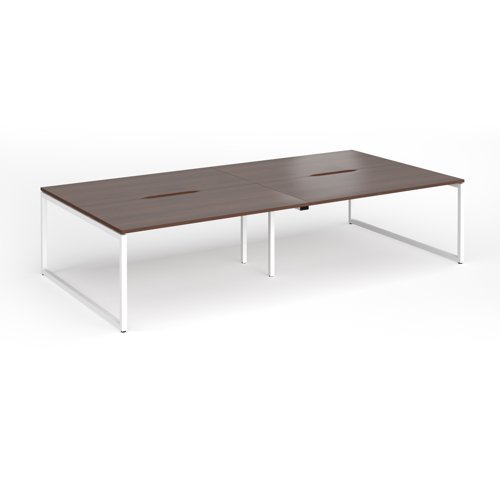 Connex Plus O Frame 3200 x 1600 x 725mm Back to Back Desk ( 4 x 1600mm ) - White Frame / Walnut Top - HCO3216-WH-W