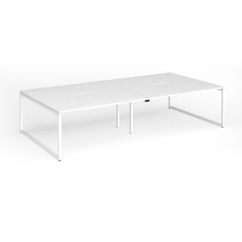 Connex Plus O Frame 3200 x 1600 x 725mm Back to Back Desk ( 4 x 1600mm ) - White Frame / White Top - HCO3216-WH-WH