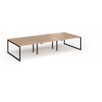 Connex Plus O Frame 3600 x 1600 x 725mm Back to Back Desk ( 6 x 1200mm ) - Black Frame / Beech Top - HCO3616-K-B