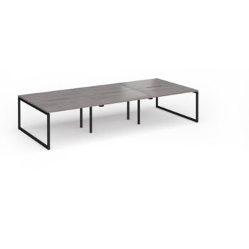 Connex Plus O Frame 3600 x 1600 x 725mm Back to Back Desk ( 6 x 1200mm ) - Black Frame / Grey Oak Top - HCO3616-K-GO