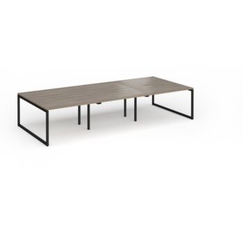 Connex Plus O Frame 3600 x 1600 x 725mm Back to Back Desk ( 6 x 1200mm ) - Black Frame / Nebraska Oak Top - HCO3616-K-NO