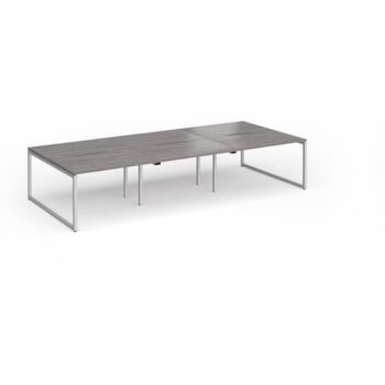 Connex Plus O Frame 3600 x 1600 x 725mm Back to Back Desk ( 6 x 1200mm ) - Silver Frame / Grey Oak Top - HCO3616-S-GO