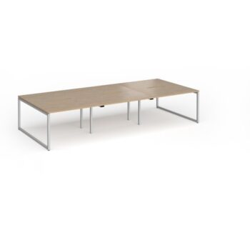 Connex Plus O Frame 3600 x 1600 x 725mm Back to Back Desk ( 6 x 1200mm ) - Silver Frame / Kendal Oak Top - HCO3616-S-KO