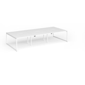 Connex Plus O Frame 3600 x 1600 x 725mm Back to Back Desk ( 6 x 1200mm ) - White Frame / White Top - HCO3616-WH-WH