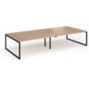 Connex Plus O Frame 3600 x 1600 x 725mm Back to Back Desk (4 x 1800mm) - Black Frame / Beech Top - HCO36L16-K-B