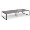 Connex Plus O Frame 3600 x 1600 x 725mm Back to Back Desk (4 x 1800mm) - Black Frame / Grey Oak Top - HCO36L16-K-GO