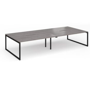 Connex Plus O Frame 3600 x 1600 x 725mm Back to Back Desk (4 x 1800mm) - Black Frame / Grey Oak Top - HCO36L16-K-GO