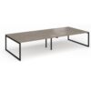 Connex Plus O Frame 3600 x 1600 x 725mm Back to Back Desk (4 x 1800mm) - Black Frame / Nebraska Oak Top - HCO36L16-K-NO