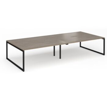 Connex Plus O Frame 3600 x 1600 x 725mm Back to Back Desk (4 x 1800mm) - Black Frame / Nebraska Oak Top - HCO36L16-K-NO