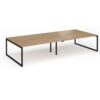 Connex Plus O Frame 3600 x 1600 x 725mm Back to Back Desk (4 x 1800mm) - Black Frame / Oak Top - HCO36L16-K-O