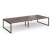Connex Plus O Frame 3600 x 1600 x 725mm Back to Back Desk (4 x 1800mm) - Black Frame / Walnut Top - HCO36L16-K-W
