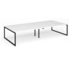Connex Plus O Frame 3600 x 1600 x 725mm Back to Back Desk (4 x 1800mm) - Black Frame / White Top - HCO36L16-K-WH