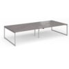 Connex Plus O Frame 3600 x 1600 x 725mm Back to Back Desk (4 x 1800mm) - Silver Frame / Grey Oak Top - HCO36L16-S-GO