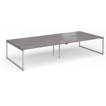 Connex Plus O Frame 3600 x 1600 x 725mm Back to Back Desk (4 x 1800mm) - Silver Frame / Grey Oak Top - HCO36L16-S-GO